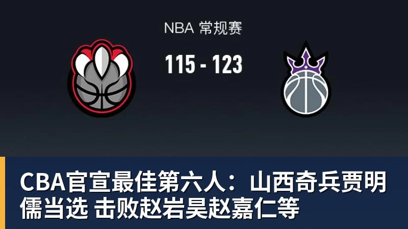 CBA官宣最佳第六人：山西奇兵贾明儒当选 击败赵岩昊赵嘉仁等